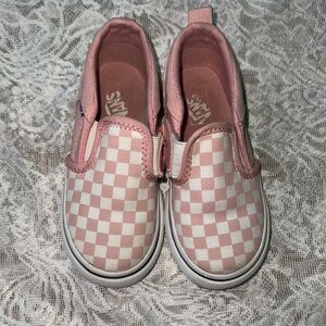 Vans Kids Pink Checkered Slip-On Shoes